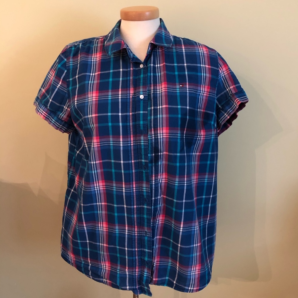Women Tommy Hilfiger cotton button up shirt .